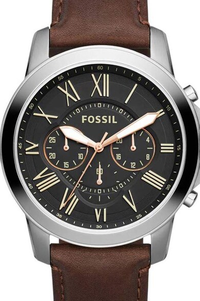 Fossil Комплект часовник и кожена гривна Мъже