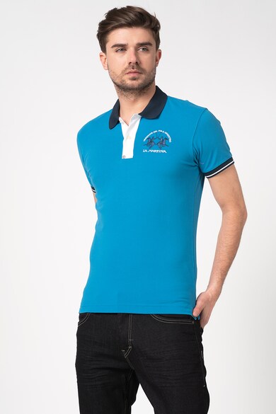 LA MARTINA Tricou polo slim fit din material pique, cu broderie logo Barbati