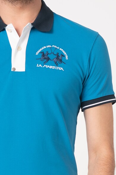 LA MARTINA Tricou polo slim fit din material pique, cu broderie logo Barbati