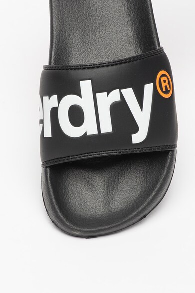 SUPERDRY Papuci de piele ecologica cu logo Barbati