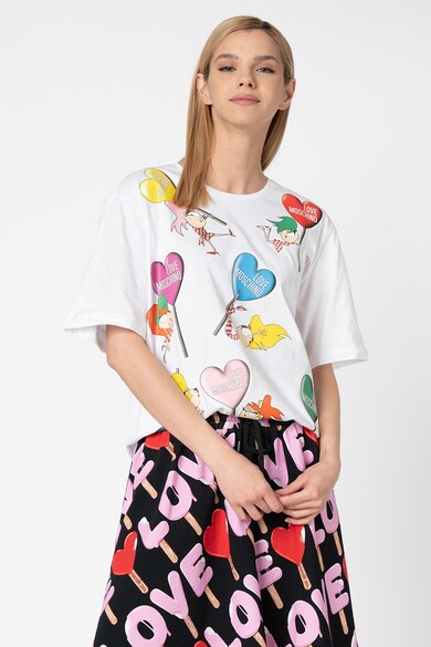 Love Moschino Свободна тениска с десен F Жени
