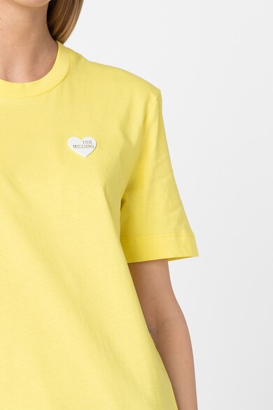 Love Moschino Tricou cu decolteu rotund si aplicatie logo in forma de inima Femei