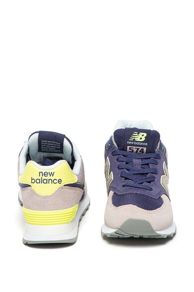 New Balance Pantofi sport de piele intoarsa, cu garnituri neon 574 Femei