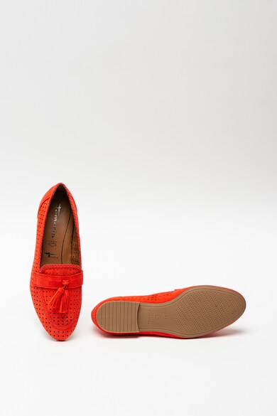 Tamaris Pantofi loafer din piele intoarsa cu aspect perforat si aplicatii cu canafi Femei