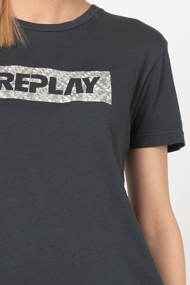 Replay Tricou din amestec de modal, cu imprimeu logo stralucitor Femei