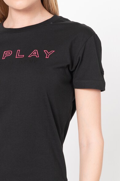 Replay Tricou cu decolteu la baza gatului si imprimeu logo Femei