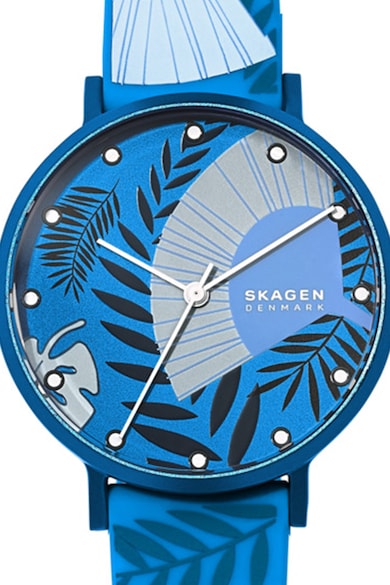 Skagen Ceas cu imprimeu floral si curea din silicon Femei