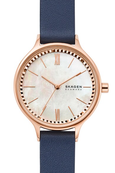 Skagen Иноксов часовник с кожена каишка Жени