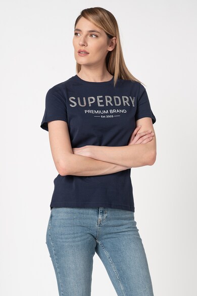 SUPERDRY Tricou cu decolteu la baza gatului si logo Femei