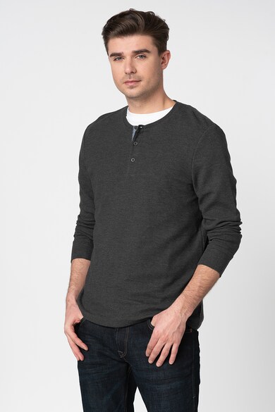 Esprit Bluza henley din amestec de bumbac organic Barbati