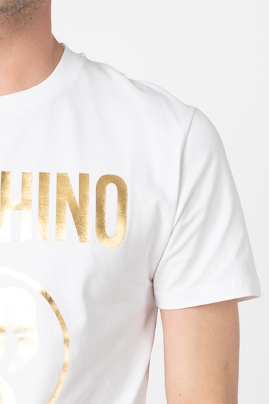 Moschino Tricou de plaja cu imprimeu logo metalizat Barbati