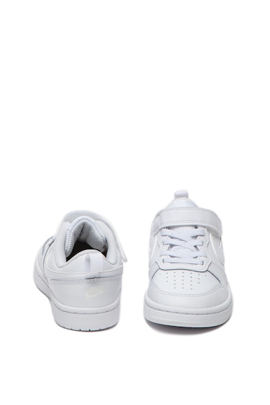 Nike Pantofi sport de piele si banda velcro, Court Borough Low 2, Alb Baieti