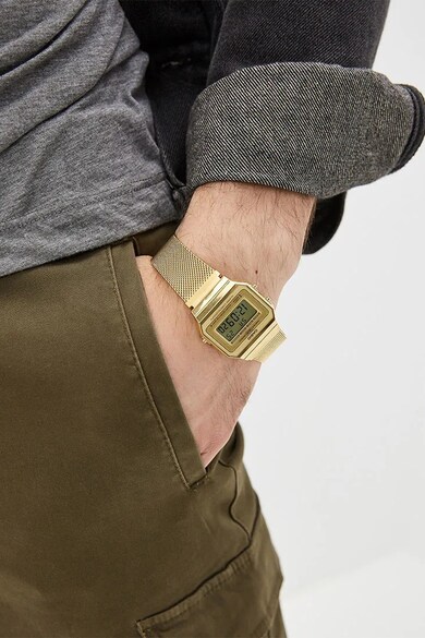 Casio Унисекс цифров часовник с иноксова верижка Жени