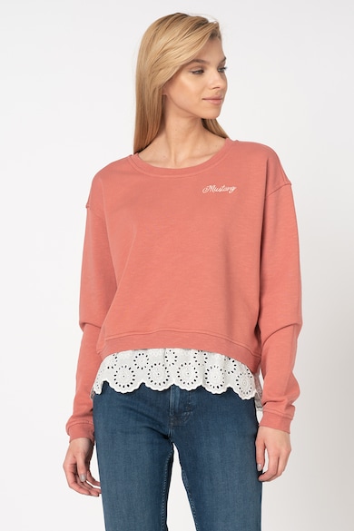 Bluza sport cu decolteu la baza gatului si terminatie din dantela Bea - Caramiziu