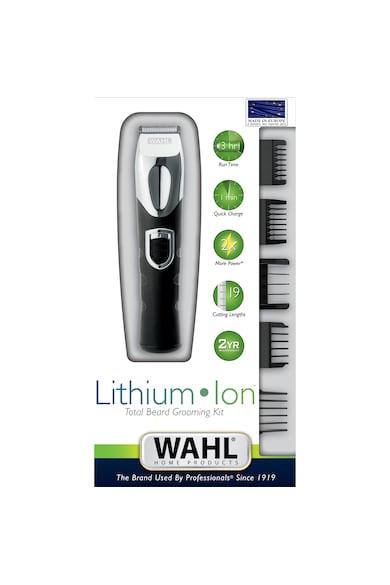 Wahl Aparat de tuns barba  Grooming , alimentare acumulator, 180 minute autonomie, 19 trepte taiere, lame carbon, 12 capete ghidare incluse, negru Barbati