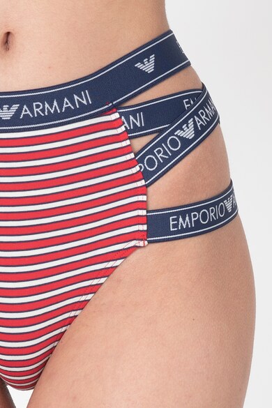 Emporio Armani Underwear Chiloti cu dunga laterala si banda logo in talie Femei