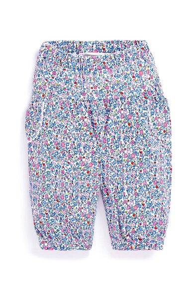 JoJo Maman Bebe Set 2 perechi de pantaloni de bumbac, fete, cu dungi si floricele, Multicolor Fete