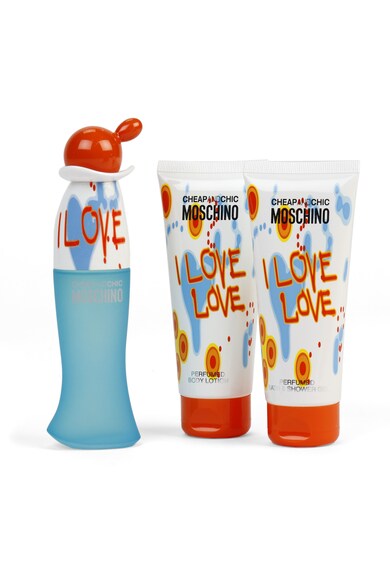 Moschino Set  I Love Love, Femei: Apa de Toaleta, 50 ml + Lotiune de corp, 100 ml + Gel de dus, 100ml Femei