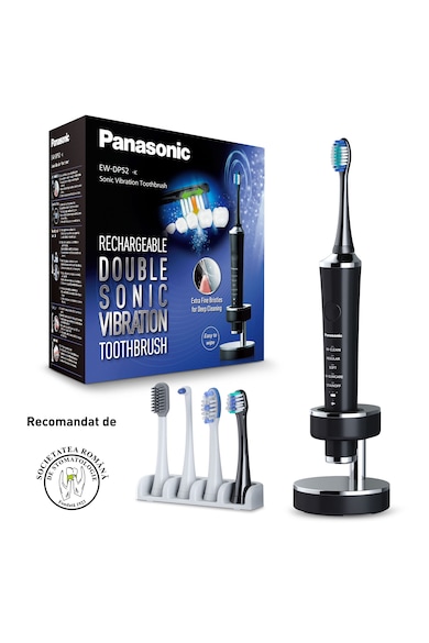 Panasonic Periuta de dinti electrica  , Sonic Motor, Îngrijire parodontală și îngrijirea Interdentală cu vibrație, 5 capete incluse, Negru Femei