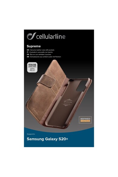 Cellular Line Husa de protectie tip Carte Cellularline Supreme pentru Samsung Galaxy S20 Plus, piele, Maro Femei