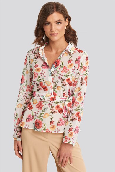 NA-KD Bluza cu model floral si cordon in talie Femei
