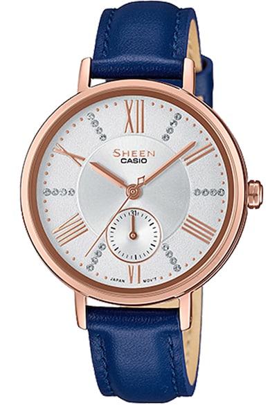 Casio Ceas cu o curea din piele si cristale Swarovski® Femei