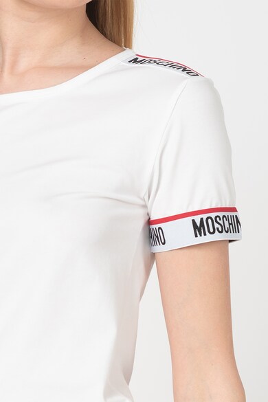 Moschino Tricou de casa cu benzi elastice cu logo Femei