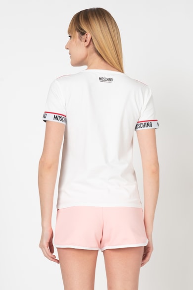 Moschino Tricou de casa cu benzi elastice cu logo Femei