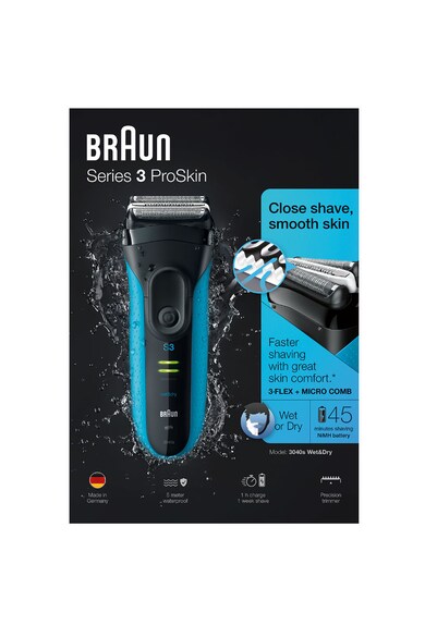 Braun Aparat de ras pentru barbati,  Series 3 300s, 3 unitati de taiere sensibile la presiune cu miscare independenta, lavabila sub apa, LED, Negru Barbati