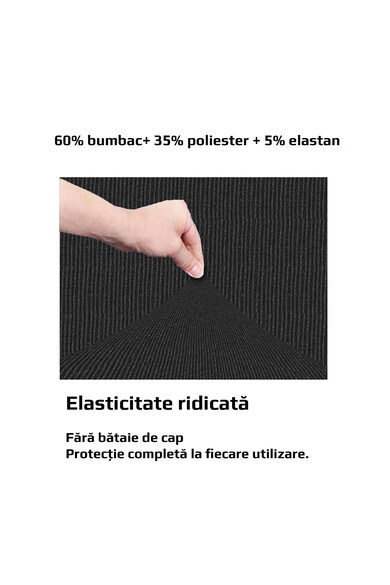 Kring Husa elastica pentru coltar cu brat pe partea stanga  Nairobi, intre 230-290 cm, 60% bumbac+ 35% poliester + 5% elastan, Gri Femei