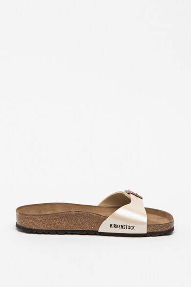 Birkenstock Papuci regular fit din piele ecologica cu aspect metalizat Madrid Femei