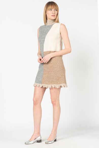 Stefanel Rochie tip pulover din amestec de lana, cu model colorblock Femei