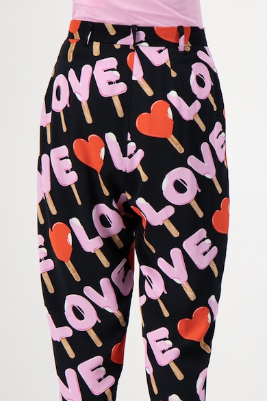 Love Moschino Pantaloni de viscoza cu model logo Femei