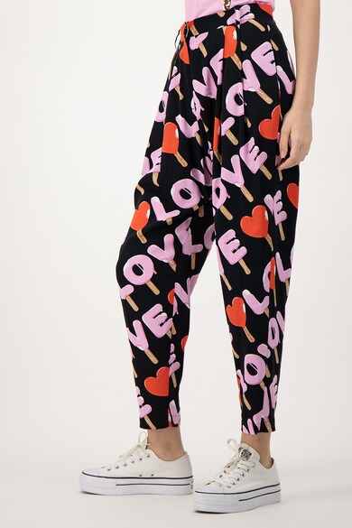 Love Moschino Pantaloni de viscoza cu model logo Femei