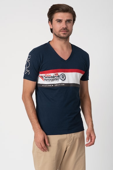 Geographical Norway Tricou cu decolteu in V si logo contrastant Jeddy Barbati