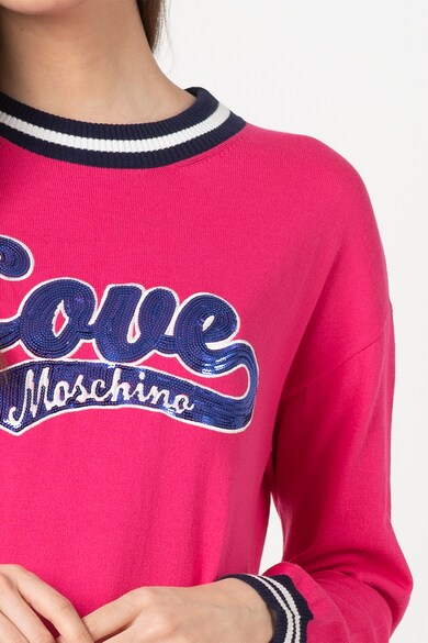 Love Moschino Rochie tip pulover din tricot fin cu aplicatie logo Femei