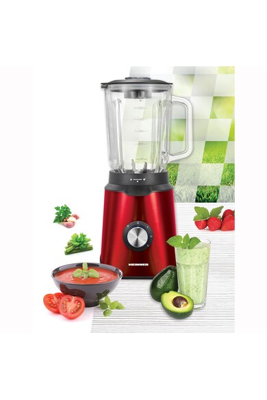 Heinner Blender de masa  Vitality 1000, 1000W, bol sticla 1.5L, 3 viteze+Pulse, 6 lame detasabile din inox, inox, rosu Femei