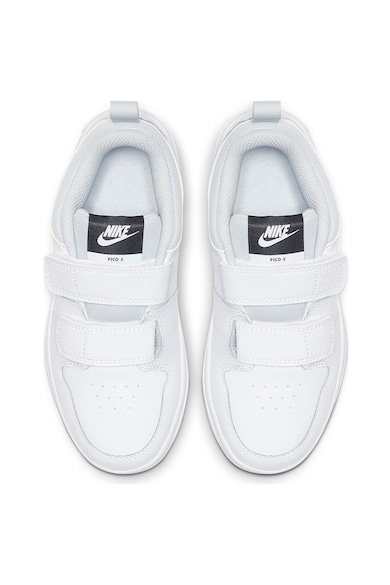 Nike Pantofi sport din piele ecologica cu insertii din piele si benzi velcro, Pico 5, Alb Fete