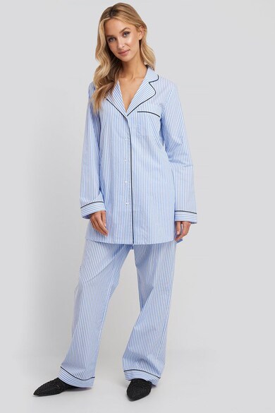 NA-KD Camasa de pijama cu imprimeu cu dungi si buzunar pe piept Femei