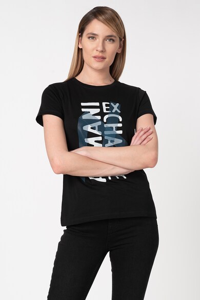 ARMANI EXCHANGE Tricou cu decolteu la baza gatului si logo supradimensionat Femei