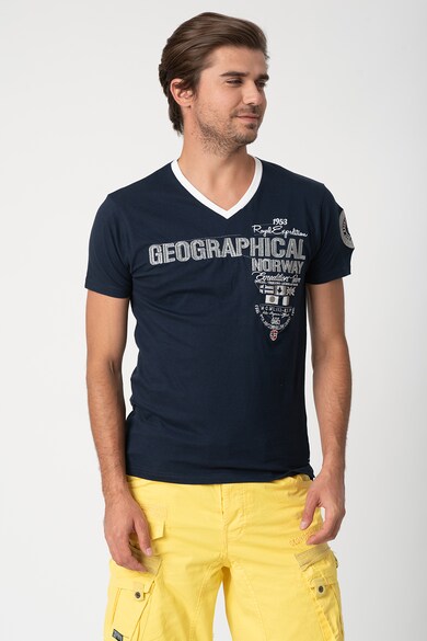 Geographical Norway Tricou cu decolteu in V si broderie Jilitary Barbati