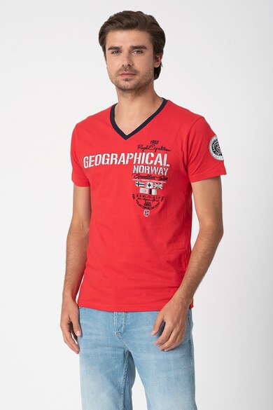 Geographical Norway Tricou cu decolteu in V si broderie Jilitary Barbati