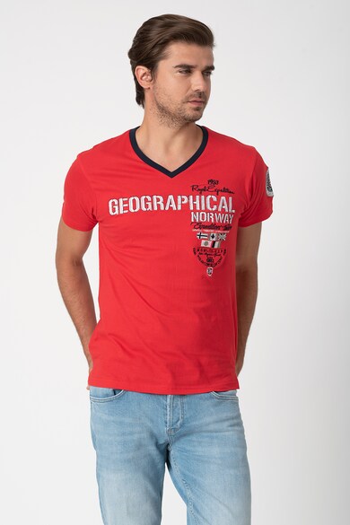 Geographical Norway Tricou cu decolteu in V si broderie Jilitary Barbati