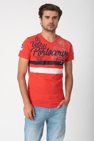 Geographical Norway Tricou cu decolteu in V si imprimeu text Jingsley Barbati