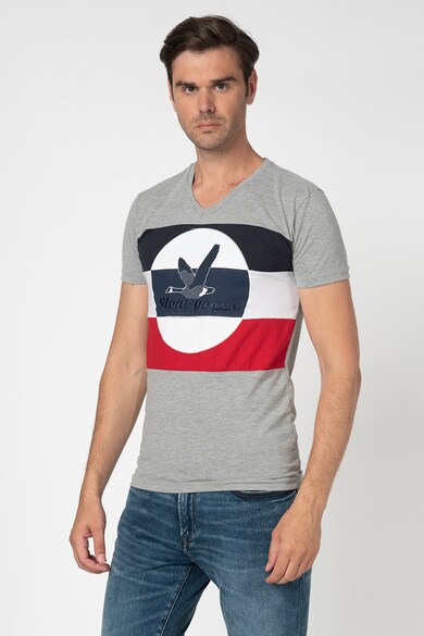 Stone Goose Tricou cu design colorblock si logo brodat Jande Barbati