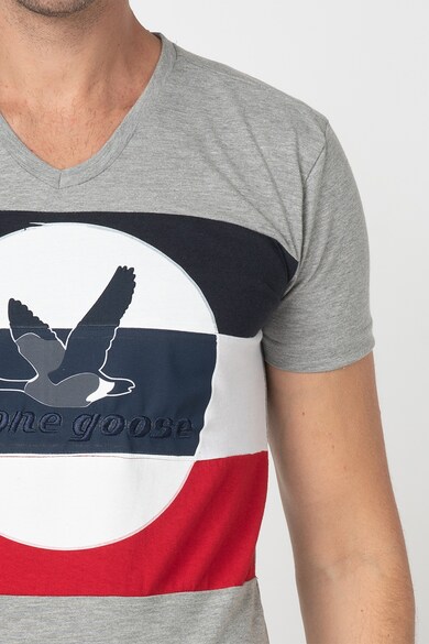 Stone Goose Tricou cu design colorblock si logo brodat Jande Barbati