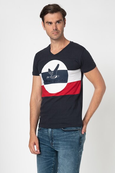 Stone Goose Tricou cu design colorblock si logo brodat Jande Barbati