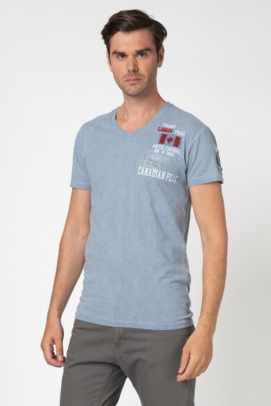 Canadian Peak Tricou cu decolteu in V si imprimeu logo Jantrail Barbati