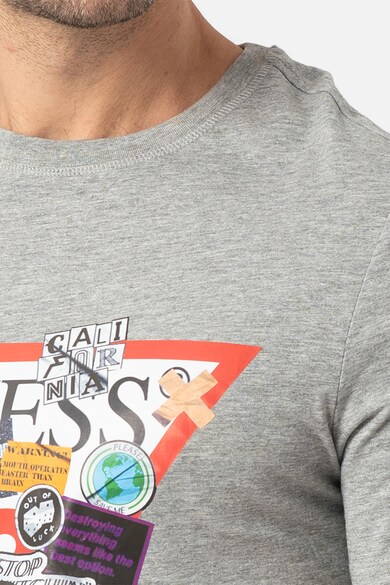 GUESS JEANS Kerek nyakú logómintás póló felirattal férfi