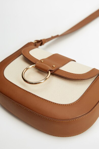 VIOLETA BY MANGO Geanta crossbody de piele ecologica, cu garnituri de panza Femei